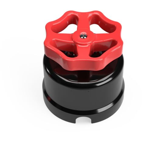Interrupteur/va et vient en porcelaine noire avec valve  Rouge