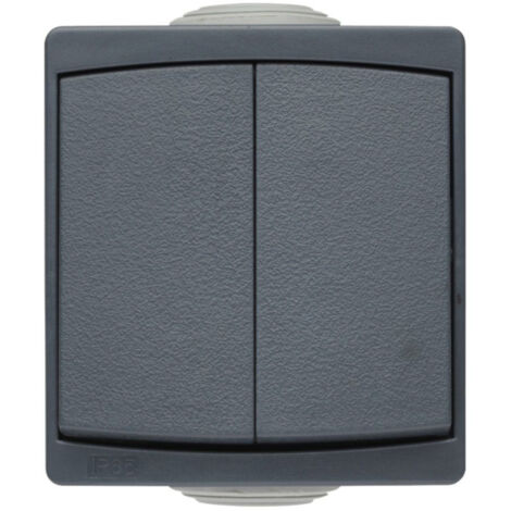 Interrupteur Va et Vient IP54 Double Gris Saillie - INVENTIV