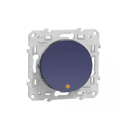 Interrupteur va-et-vient lumineux 10A bleu cobalt LED orange 1.5mA local temoin encastré avec support (sans plaque) vis ODACE