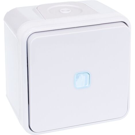 Interrupteur va et vient lumineux saillie 10A - IP55 - OXXO Blanc