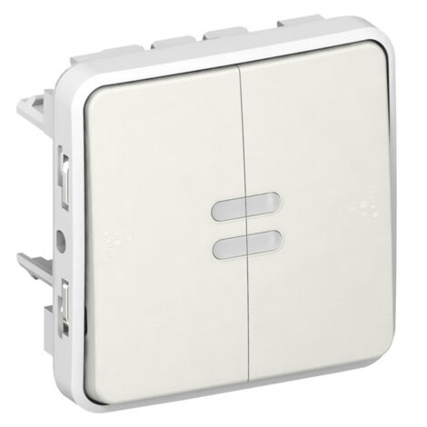 Interrupteur va-et-vient témoin 10A 250V blanc cablage sans neutre IP55 Plexo composable LEGRAND 069615