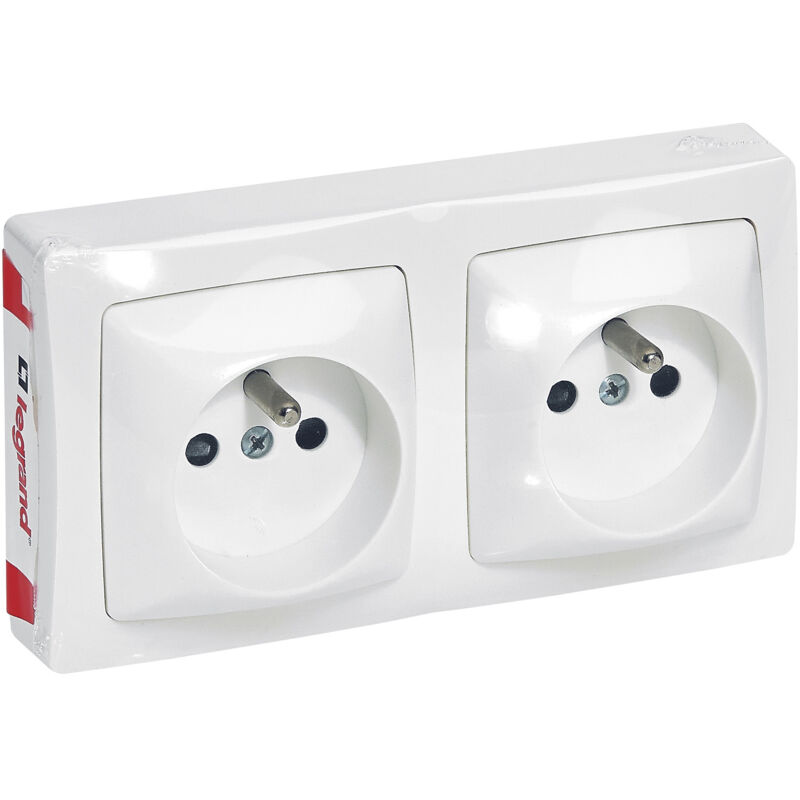 Legrand - Double prise de courant avec terre Appareillage Saillie - Blanc