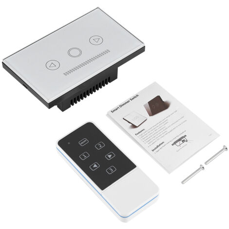 Interrupteur Variateur LED Écran Tactile avec Télécommande RF Sans Fil, Panneau en Verre Blanc