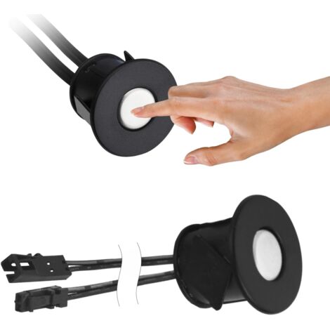 Interrupteur/Variateur Tactile pour LED Capteur de Contact avec Fonction Variateur pour Plans de Travail, Bureaux ou Armoires Couleur Noir