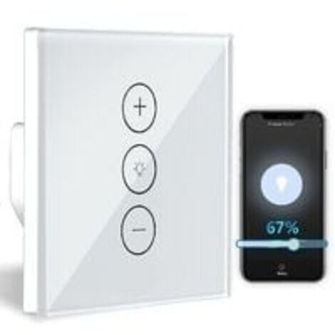 Interrupteur variateur, variateur de lumière WiFi à Fonction de pourcentage avec Fonction de synchronisation, contrôle de l'application vocale WLAN variateur d'éclairage encastré