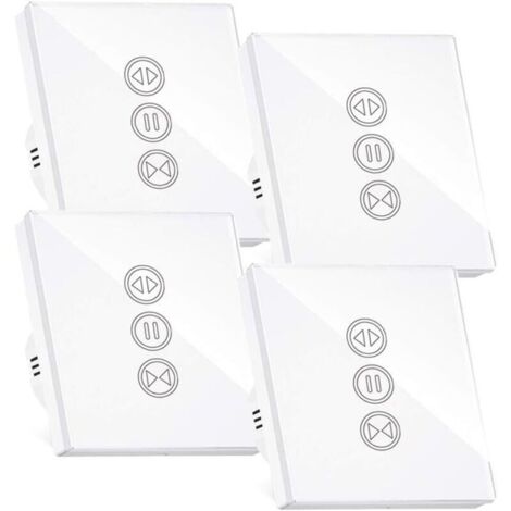 Interrupteur Volet Roulant Connecté, Interrupteur Volet Roulant Wifi,Compatible Avec Alexa/Google Home, Interupteur Connecté Tactile Rétro Éclairage Peut Éteindre Led Timer App Contrôle,4PCS