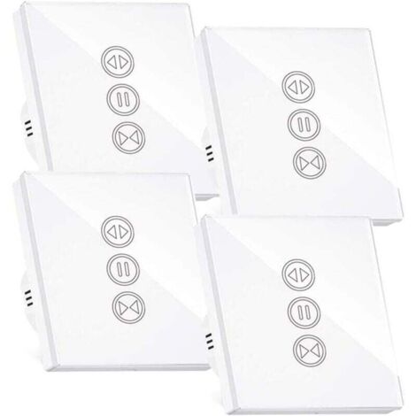 Interrupteur Volet Roulant Connecté, Interrupteur Volet Roulant Wifi,Compatible Avec Alexa/Google Home, Interupteur Connecté Tactile Rétro Éclairage Peut Éteindre Led Timer App Contrôle,4PCS