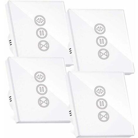Interrupteur Volet Roulant Connecté, Interrupteur Volet Roulant Wifi,Compatible Avec Alexa/Google Home, Interupteur Connecté Tactile Rétro Éclairage Peut Éteindre Led Timer App Contrôle,4PCS..dyk.Tryw