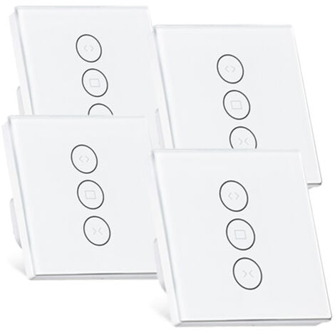 Interrupteur Volet Roulant Connecté WiFi, Commutateur Intelligent Volet Roulant Stores Connecté, Interrupteur Tactile Peut Éteindre la LED, Timer - 4 Packs