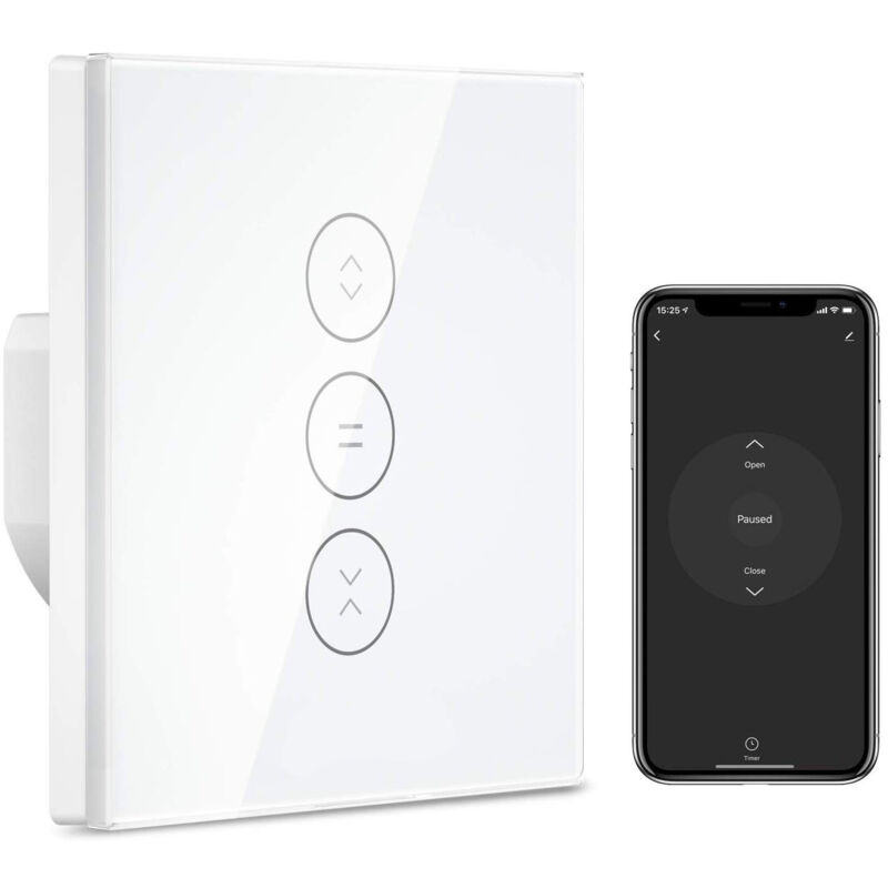 Interrupteur Volet Roulant WiFi, Volet Roulant Stores Commutateur WiFi Compatible avec Alexa et Google Home, Interrupteur WiFi Tactile, Timer et