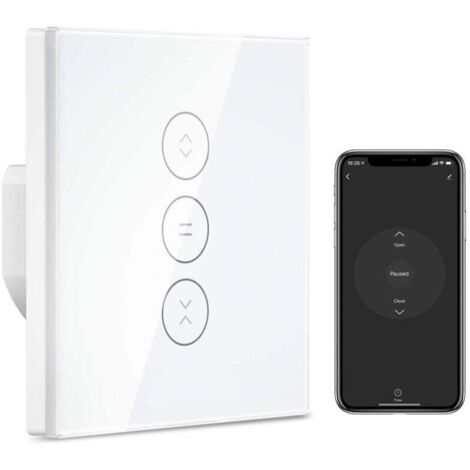 Interrupteur Volet Roulant WiFi, Volet Roulant Stores Commutateur WiFi Compatible avec Alexa et Google Home, Interrupteur WiFi Tactile, Timer et Partager【Besoin d'une Ligne Neutre】