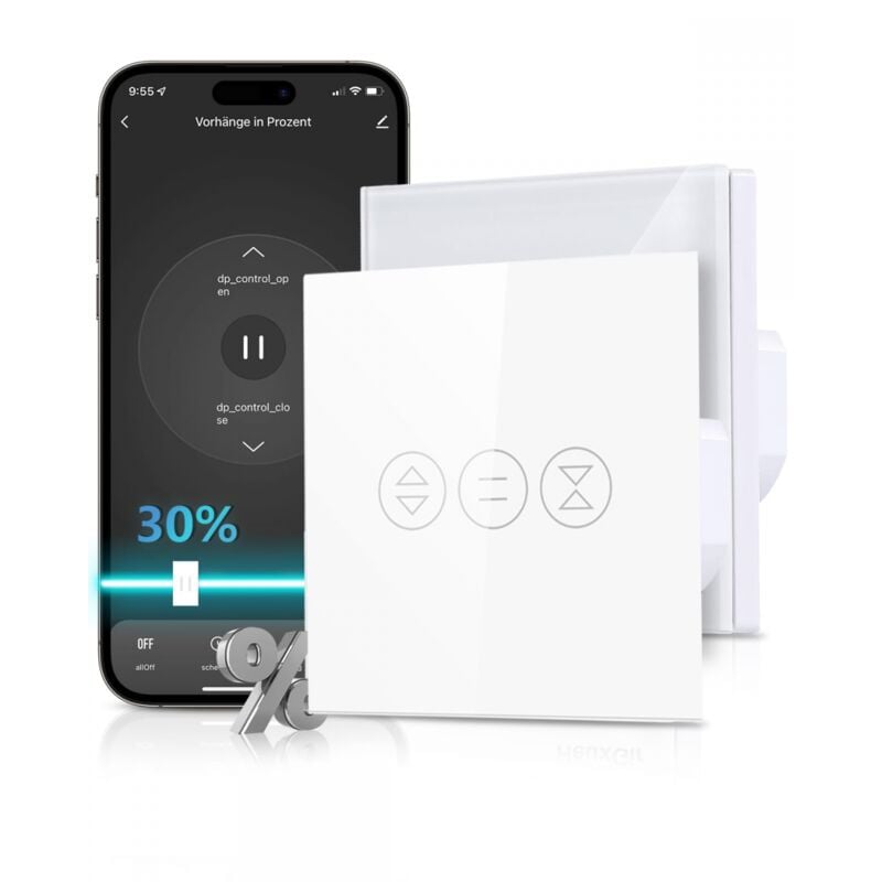 Interrupteur Volet Roulant WiFi, Volet Roulant Stores Commutateur WiFi Compatible avec Alexa et Google Home, Interrupteur WiFi Tactile, Timer et