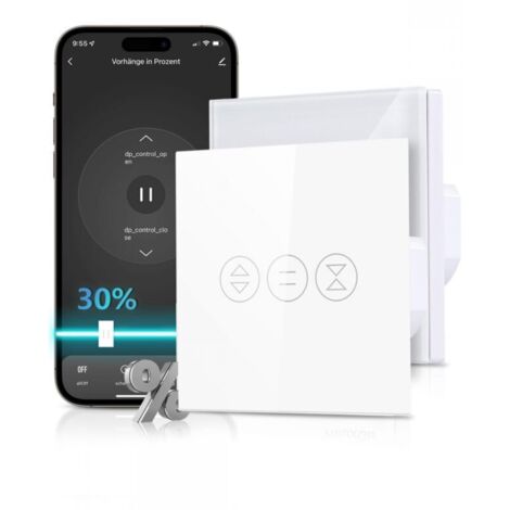Interrupteur Volet Roulant WiFi, Volet Roulant Stores Commutateur WiFi Compatible avec Alexa et Google Home, Interrupteur WiFi Tactile, Timer et Partager【Un Fil Neutre Requis】2PCS