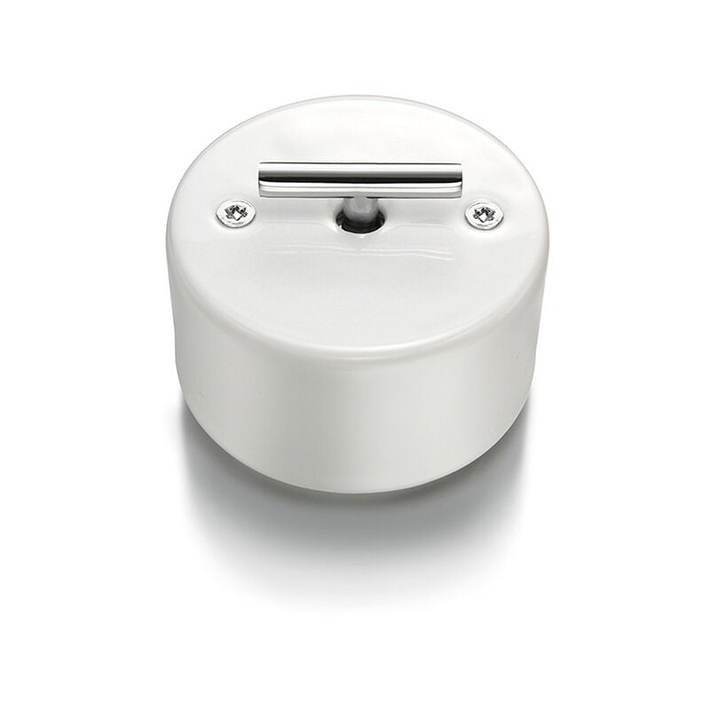 Interrupteur volets-roulants rotatif metal chrome porcel. blanche DO - FONTINI