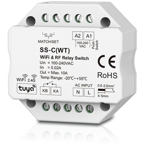 Interrupteur WiFi Compatible avec Bouton-poussoir et Télécommande RF SKYDANCE SS-C(WT) Blanc