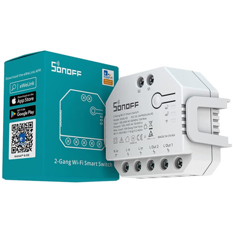 Interrupteur WiFi Compteur d'Énergie Compatible avec Interrupteur Conventionnel SONOFF Dual R3 Lite 15A Blanc - Blanc