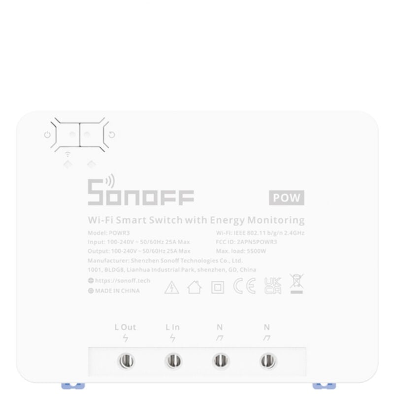 Sonoff - Interrupteur WiFi Compteur d'Énergie POWR3 25A Blanc
