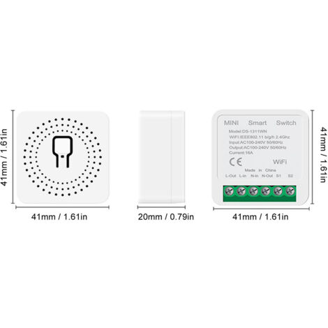 Interrupteur WiFi Intelligent Mini pour Maison, Module de Commande Murale Lumière 16A AC100‑240V 50/60Hz DIY