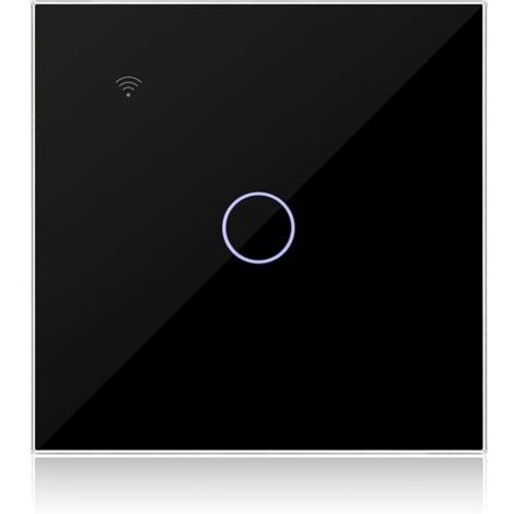 Interrupteur WIFI Noir 1 Gang 1 Voies Compatible avec Alexa, Interrupteur Tactile Connecté Contrôle de Tuya/Smart Life APP, Neutre/sans Neutre Disponible
