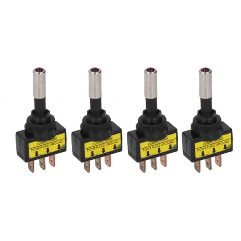 Interrupteurs à bascule ON OFF 12V DC 20A avec voyant LED rouge pour véhicule, 3 broches 12mm