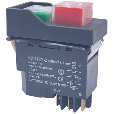 Interrupteurs à bouton-poussoir électromagnétiques de démarrage KJD17 à 6 broches, 15 A, 220 V CA