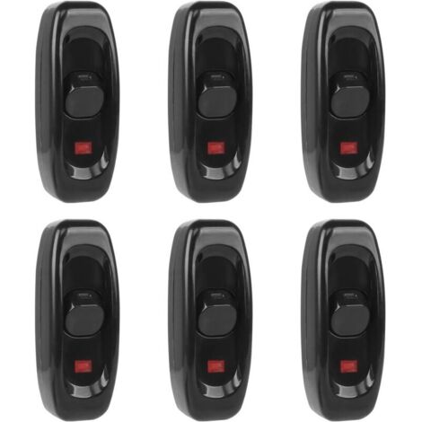Interrupteurs intermédiaires à 6 pôles, 10 A 250 V, interrupteurs pour lampes de table, interrupteurs pour câbles d'éclairage (noir)