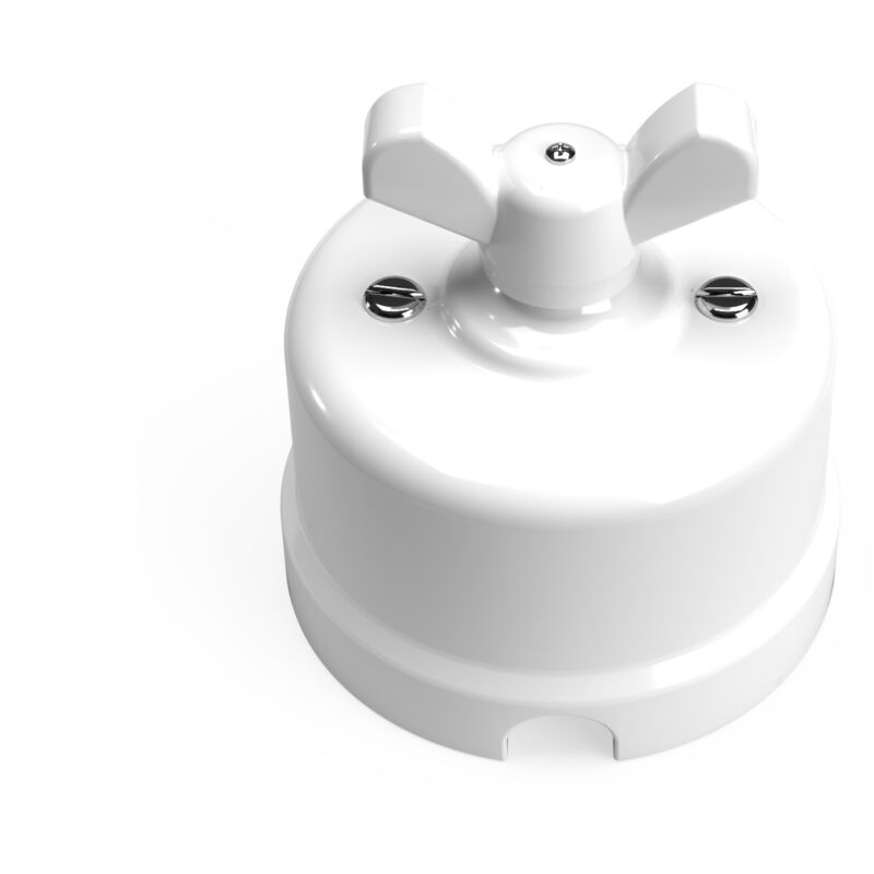 Interruttore/Deviatore in porcellana bianco con dado a farfalla