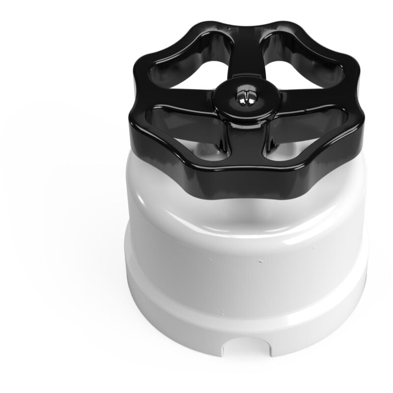 Creative Cables - Interrupteur/va et vient en porcelaine blanche avec valve Noir