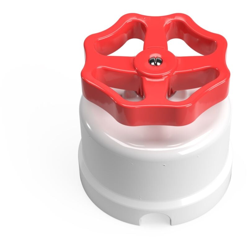 Creative Cables - Interrupteur/va et vient en porcelaine blanche avec valve Rouge