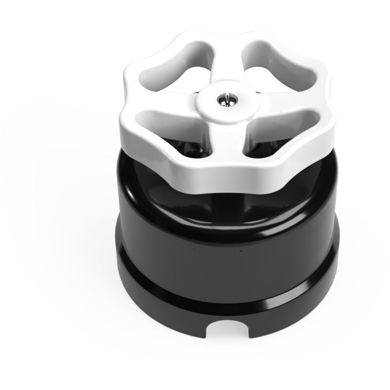 Creative Cables - Interrupteur/va et vient en porcelaine noire avec valve Blanc