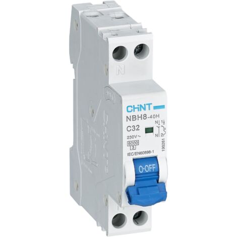 Interruptor automático 1P+N 6kA NBH8-1N de Chint Electric  32A