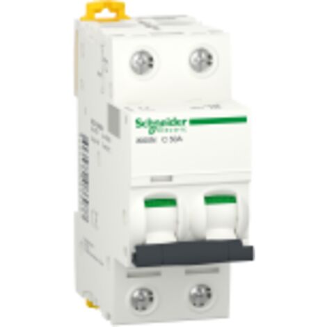 Interruptor automático ACTI9 50A 2 polos con protección IK60N y diseño compacto.