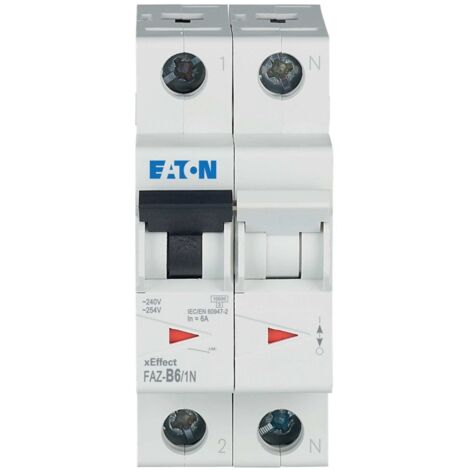 Interruptor automático de sobrecorriente serie 15 kA 1+N polos FAZ-B6/1N