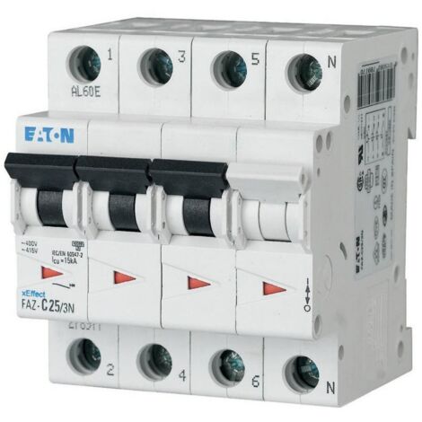 Interruptor automático de sobrecorriente serie 15 kA 3+N polos FAZ-C25/3N