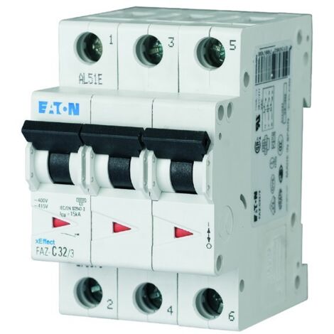 Interruptor automático de sobrecorriente serie 15 kA de 3 polos FAZ-B16/3