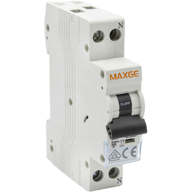 

Maxge - Interruptor Automatico industrial monofasico 1P+N DPN Blanco 16 A