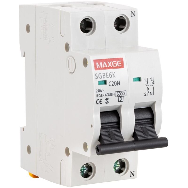 

Interruptor Automático Residencial MAXGE 1P+N-6kA 6-40A .20 A - 20 A