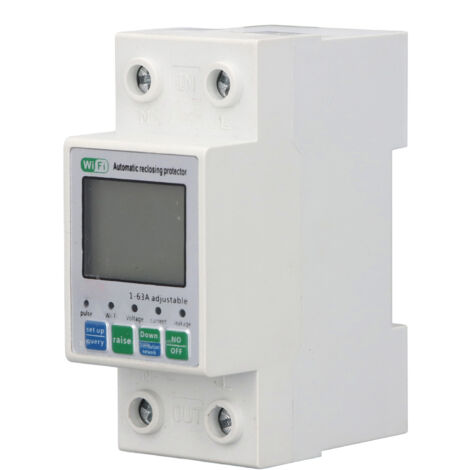 Interruptor automático WiFi inteligente con pantalla y control remoto - Monitor de energía prepago 63A 220V