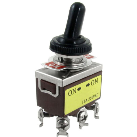 Interruptor basculante bipolar bidireccional de 2 posiciones, 250 V CA, 15 A, encendido/encendido, con carcasa impermeable.