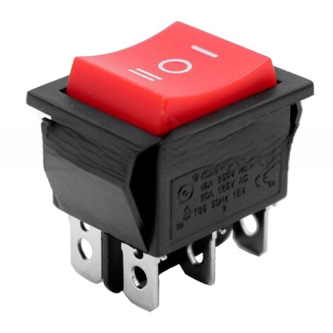 Interruptor basculante de 6 vias ON/OFF/ON sin LED  Rojo 16 A