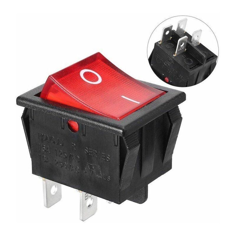 

Interruptor Basculante KCD4-202N con Neon 4 Polos 2 Circuitos Chasis