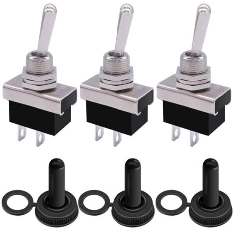Interruptor basculante metálico de encendido/apagado/apertura 25A 12VDC / 15A 24VDC / 10A 250VAC / 15A 125VAC SPDT2 de 2 velocidades, interruptor basculante único con cubierta impermeable para automóv