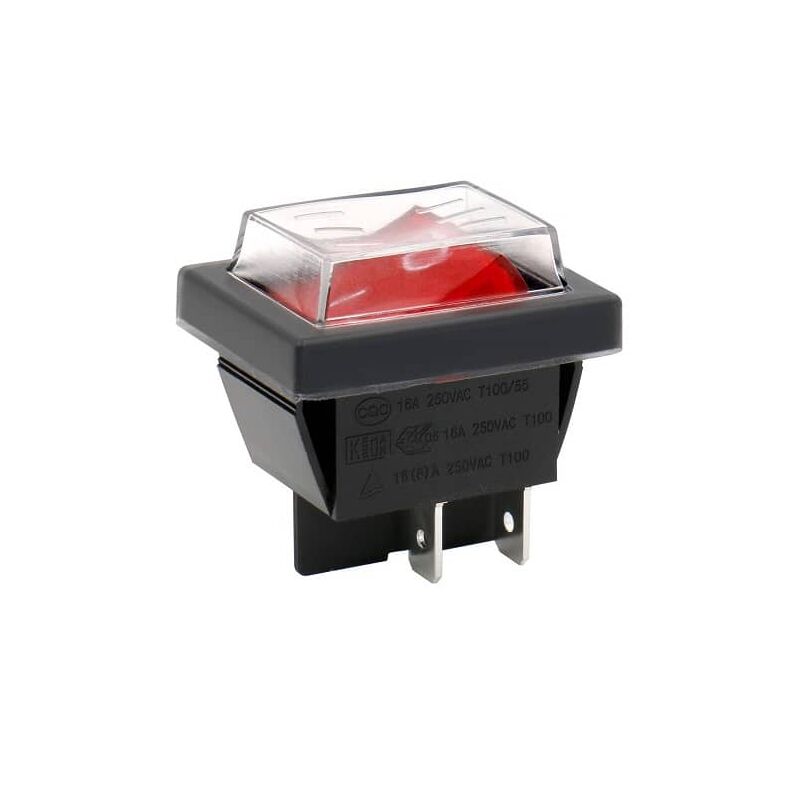 

Interruptor basculante ON-OFF DPST 4 vias impermeable Rojo 16 A