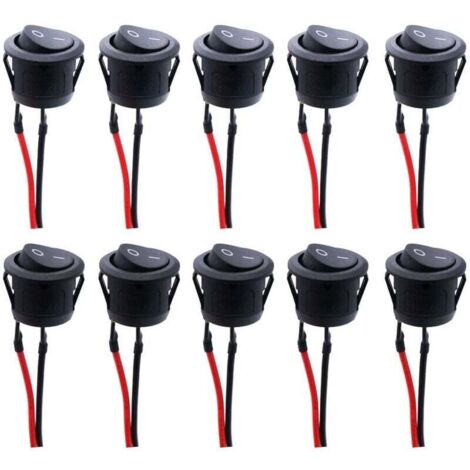 Interruptor basculante redondo KZQ, CA 6 A/125 V, 3 A/250 V, 2 pines, pulsador con enclavamiento, para coche, camión, coche de carreras (paquete de 10)