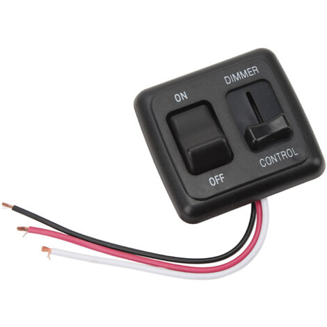 Interruptor basculante regulador de intensidad de 12 V CC para LED, halógeno, incandescente, autocaravana, coche, camión - ABS - 3 cables
