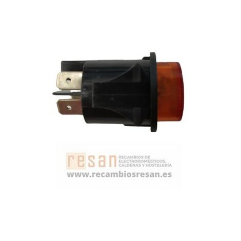 Interruptor bipolar circular luminoso naranja 24mm