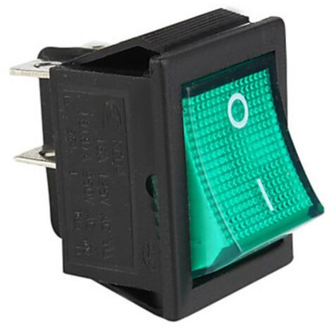 Interruptor bipolar verde 30x22 mm. 4 faston