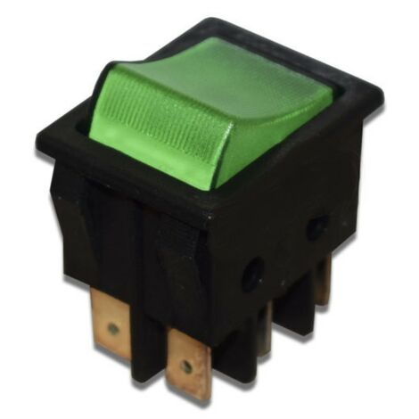 Interruptor bipolar verde 6 faston 25x32 mm.