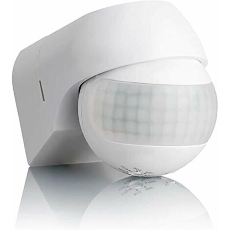 Interruptor con sensor de movimiento por infrarrojos, montaje en exterior, alcance hasta 30 m, giratorio 180°