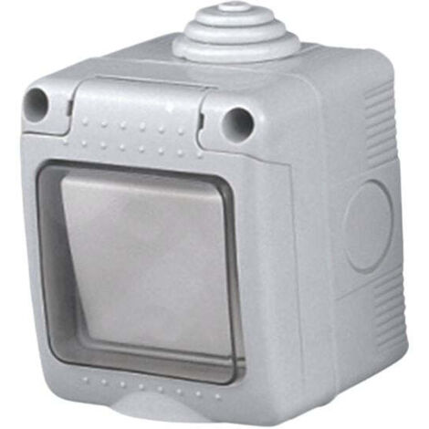Interruptor Conmutador Estanco Superficie 16A 250V con Tapa de Plástico